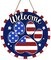 4th of July Dog & Cat Paw Print Door Sign - "Welcome" Patriotic Pet Lover Wood Decor - 12" American Flag Paw Wooden Wreath for Front Porch, Independence Day & Memorial Day Gift